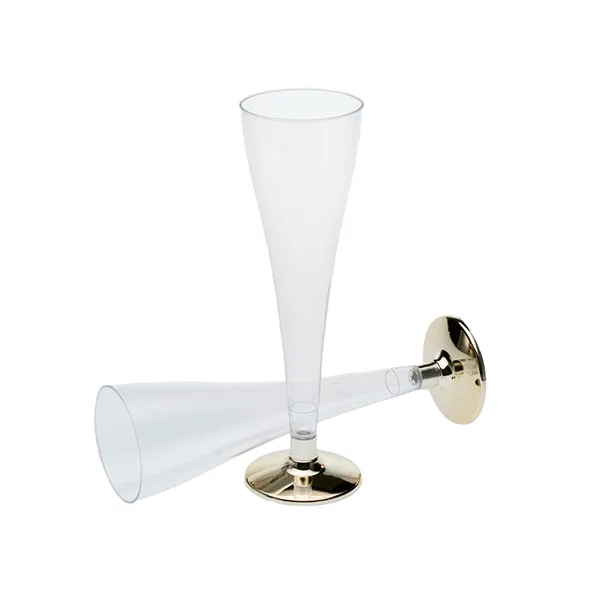 Pahare cu picior transparent/gold pentru sampanie 120 ml DC.120