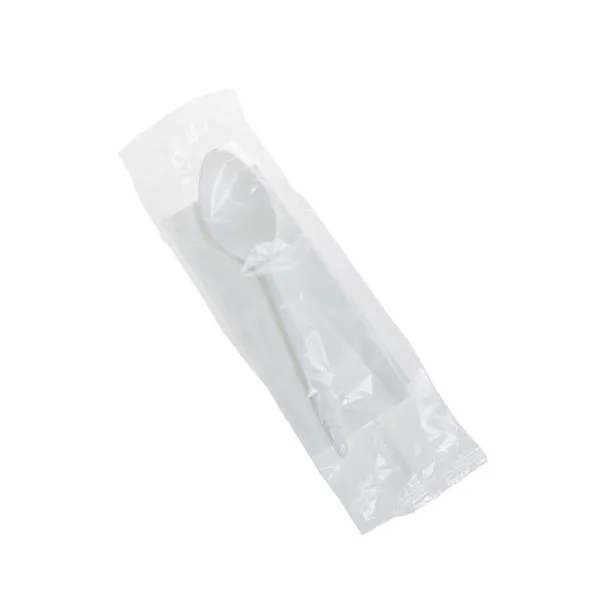 Set tacam Lingura+Servetel, h167 mm, PLA,alb , ambalat in BOOP,100 BUC, 10