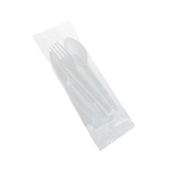 Set tacam Lingura+Furculita+Cutit+Servetel, h167 mm, ambalat in OOP