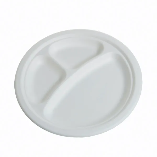 Farfurii D230-D260 mm x 3 compartimente, trestie de zahar, natur, 25-50 buc, 20