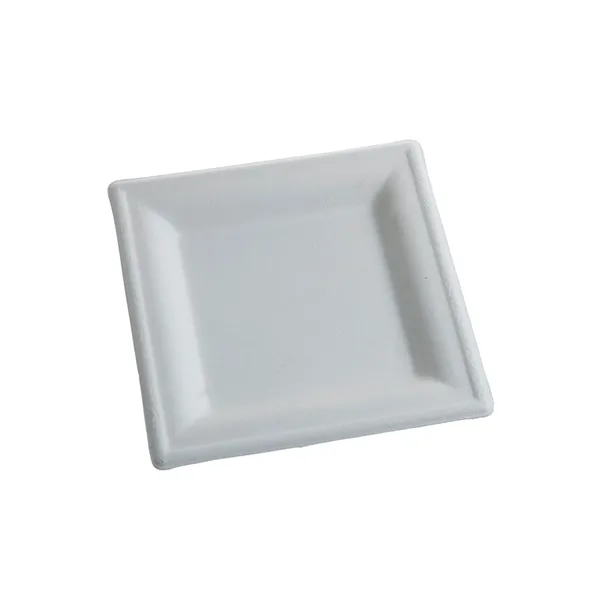 Farfurii patrate Bio 150×150 mm P035-P036 ,trestie de zahar, alb, 50 buc,10