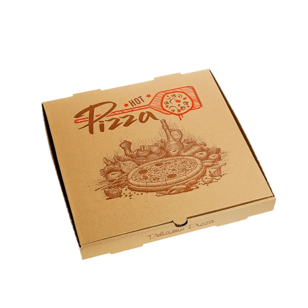 Cutii Pizza, „HOT PIZZA ” carton , kraft color ,100 buc/ pachet