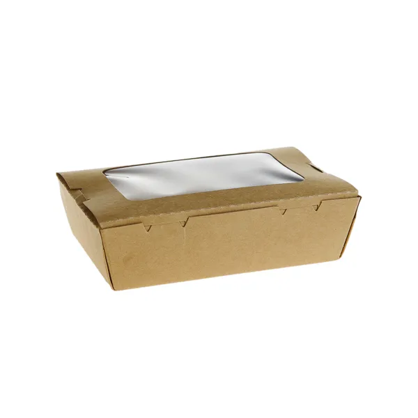 Cutii pentru salata cu 1 fereastra 700-1200 cc JH-K-700B-W , carton + PE,kraft