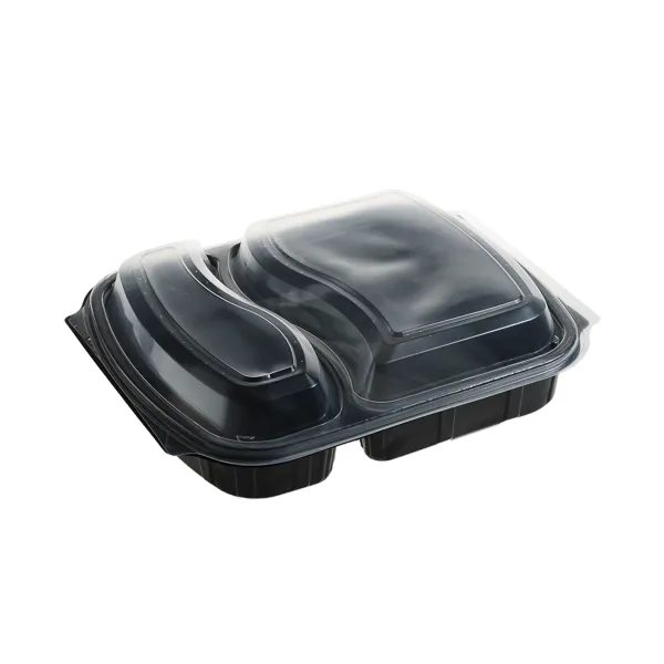 Caserole meniu 2 compartiment, PP, negru + Capac PP, transparent FT292