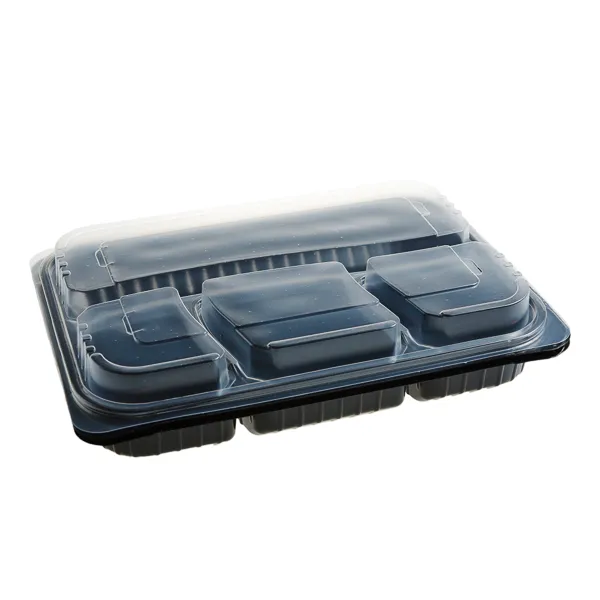 Caserole meniu 4 compartiment, PP, negru + Capac PP, transparent FT288