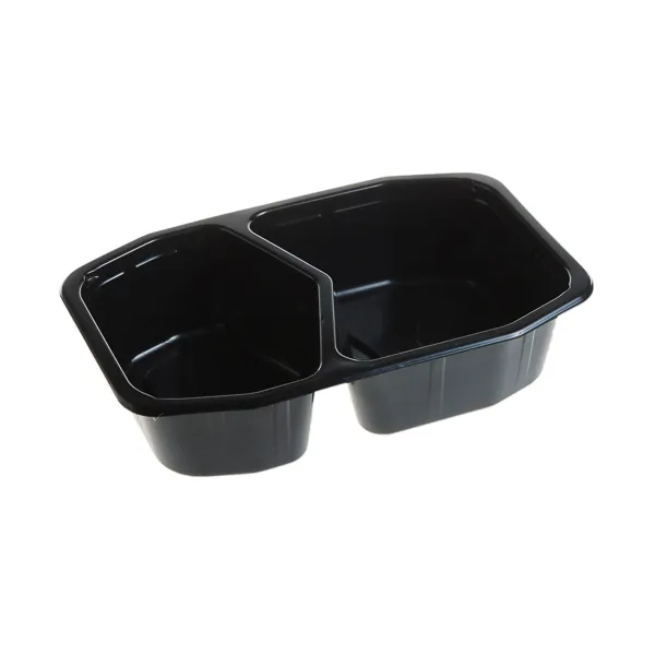 Caserole octagonale meniu 2 compartiment , PP, negru FT311 H50-2