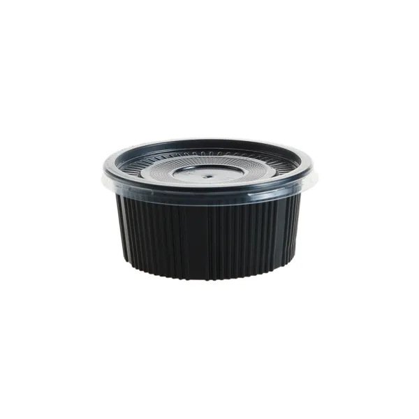 Boluri pentru supa 12/16 oz, PP, negru+ Capac PP , transparent
