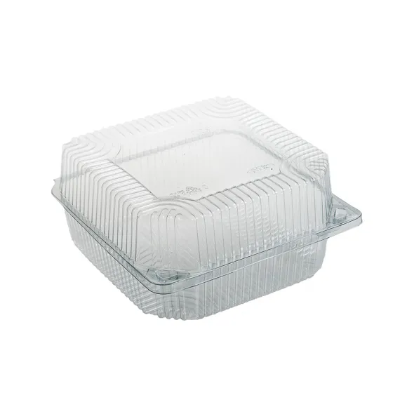 Cserole 470 cc patrate cu capac atasat IT-8,PET transparent,95×95 mm, 50