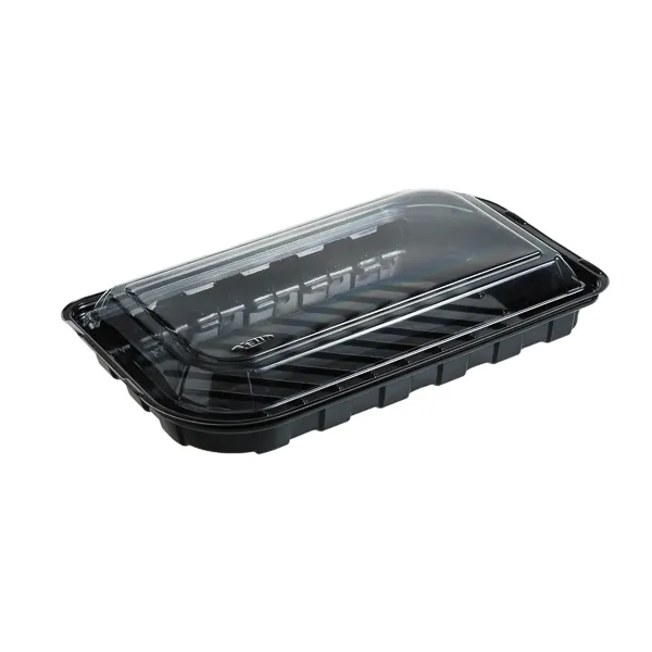 Caserole 500/800 cc dreptunghi negre+ capac separat transparent IT-129,PET