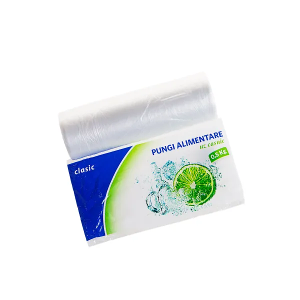 Pungi alimentare pentru uz casnic CLASIC 0.5/1/2/3 kg la rola, HDPE, 400