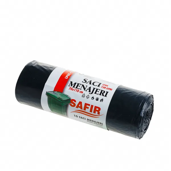 Saci de gunoi menajer 120/240/300 l la rola , LDPE , negri , 10 buc,30 role/bax